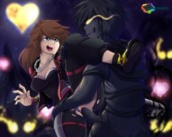 1boy 1girls anti-sora blue_eyes breasts brown_hair clothed_sex heartless kingdom_hearts medium_breasts necklace penis rainbowscreen rule_63 selfcest sex sora