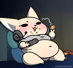 1girls aggressive_retsuko anthro belly breast chips chubby chubby_female female female_focus female_only fenneko flustered furry gamer gamer_girl headset panties sanrio shortstack smooth_fur stomach tan_fur thick_thighs thighs underwear vaguecreature