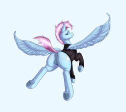 anatomically_correct_pussy animal_genitalia anus aquaticvibes ass female flying friendship_is_magic from_behind jacket my_little_pony pegasus pony puffy_anus pussy wings