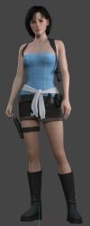 1girls 3d brown_hair jill_valentine jill_valentine_(sienna_guillory) kneehigh_boots kneehighs miniskirt resident_evil short_hair tight_clothing tubetop