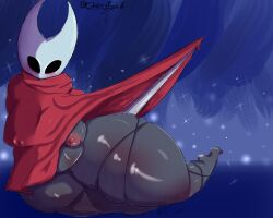 arthropod ass big_breasts big_butt blush breasts cape cherry_fox904 chubby cloak feet female hi_res hollow_knight hornet hornet_(hollow_knight) humanoid hyper_thighs insectophilia insects non-mammal_breasts red_cape solo spider team_cherry thick_thighs video_games visible_nipples weapon wide_hips