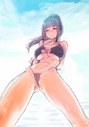 1girls beach big_breasts bikini blush cameltoe koma440 narberal_gamma overlord_(maruyama) swimsuit tagme