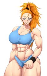 1girls abs big_breasts breasts captain_mizuki cleavage female female_only large_breasts muscles muscular muscular_female one-punch_man solo sweat vicsenpai