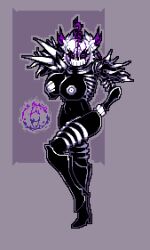 1girls 2d awooga_skele-boobs big_ass big_breasts big_butt blush boots breast_grab breasts dtlg_queen dusttale dusttale_last_genocide dusttale_sans edit female female_only gaster mostly_nude partially_clothed pixel_art pose purple_eyes rule_63 sans shoulder_pads skeleton skeleton_girl solo thick_thighs undertale undertale_(series) unknown_artist