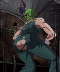 1boy 1boy1girl 1girls ass ass_focus backboob bare_ass big_ass big_butt bodysuit breasts curvy david_productions edit edited edited_screencap exposed_ass fat_ass female foo_fighters green_hair jojo's_bizarre_adventure kenzou_(jjba) large_ass light-skinned_female light_skin luckyshazo meme muscular muscular_female overalls ripped_bodysuit ripped_clothing screencap screenshot screenshot_edit short_hair shounen_jump sideboob stone_ocean tagme thick_ass toned toned_body toned_female torn_bodysuit torn_clothes torn_clothing voluptuous