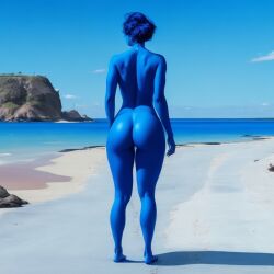 1girls ai_generated ass ass_focus back_view blue_hair blue_skin bottomless completely_naked completely_naked_female completely_nude completely_nude_female elemental elemental_humanoid female female female_focus female_only highres no_bra no_clothes no_clothing no_panties round_ass round_butt shoes shoes_only solo solo_female solo_focus straight_hair tagme the_era_of_the_elementals viewed_from_behind water_elemental