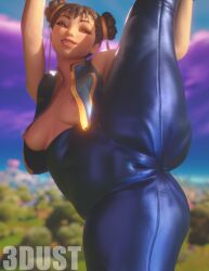 1girls 3d 3d_(artwork) areola_slip areolae asian asian_female ass big_ass breasts breasts_out brown_hair cameltoe capcom chun-li chun-li_(fortnite) epic_games exposed_breasts female female_only fortnite fortnite:_battle_royale light-skinned_female light_skin nipple_slip nipples no_panties pussy_bulge pussy_lips smile solo spread_legs standing_on_one_leg standing_split street_fighter thick_thighs threedust vertical_splits