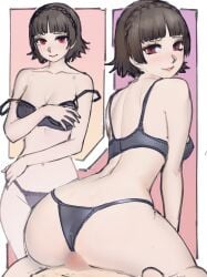 1boy1girl ass atlus big_ass blush bra breasts brown_hair censored_penis curvy dat_ass faceless_male fat_ass female female_focus lingerie looking_at_viewer looking_back makoto_niijima panties penis persona persona_5 poechan reverse_cowgirl_position sega thick_thighs thighs