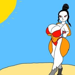 beach big_ass drawing edit edited fortnite fortnite:_battle_royale massive_breasts redraw robot robot_girl tagme traced traced_art tsuki_(fortnite)