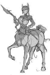 1futa armor balls black_and_white bottomless centaur clothed clothing erection futa_only futanari gambeson gauntlets halberd holding_polearm holding_weapon horse_girl horsecock huge_cock humanoid medieval_armour monochrome nisetanaka nisetanaqa partially_clothed penis polearm scabbard sheath sketch solo standing sword voulge weapon