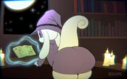 animated ass_in_dress big_ass book bubble_butt candles exposed_ass huge_ass magic malfunction mp4 sound sqoon tagme tail video wardrobe wizard