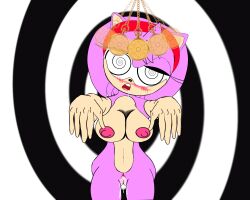 amy_rose animal_ears black_nose blush cleavage dazed dripping_cum dripping_pussy drooling hypnosis mind_control open_mouth pink_fur pink_hair pocket_watch pussy_juice sega sonic_(series) spiral_eyes waverun white_skin zombie_walk