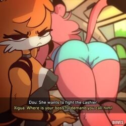 1:1 2d 2d_animation 2girls animated anthro ass ass_focus ass_jiggle ass_slap australian breasts butt_jiggle clothing dialogue diives dou_(diives) english_dialogue female female_only fur furry he_wants_to_order meme music original selfie skinny snapchat sound tagme tail video voice_acted xigua_(diives) xingzuo_temple yiff yuri