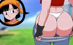 1girls 2022 5_fingers animated ass ass_cleavage bandana big_ass big_butt black_eyes black_hair blue_pants bouncing_ass bubble_butt butt_crack cute dat_ass divine_wine dragon_ball dragon_ball_gt dragon_ball_z female female_only fingerless_gloves gloves huge_ass orange_bandana pan_(dragon_ball) panties pants pants_down pulling_panties_up pulling_up_pants putting_on_pants red_t-shirt saiyan shirt shounen_jump solo solo_female t-shirt tagme thick_ass thong tight_clothing tight_pants underwear vampiranhya_(artist) white_panties