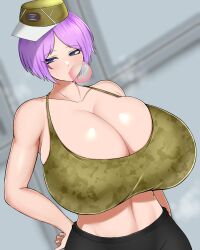 1girls big_breasts bloody_panther_(last_origin) blue_eyes breasts breasts busty cleavage curvaceous curvy curvy_body curvy_female female female_focus huge_breasts large_breasts last_origin purple_hair tokitamago voluptuous