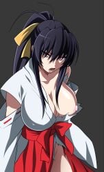 akeno_himejima anime_style big_breasts black_hair breasts color colored demon_girl female female_only high_school_dxd huge_breasts large_breasts oldhorrorz ponytail priestess purple_eyes torn_clothes torn_clothing