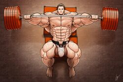 abs bench_press biceps bodybuilder human hyper hyper_balls hyper_genitalia hyper_penis hyper_testicles leograndox male male_focus male_only muscle muscles muscular muscular_arms muscular_ass muscular_back muscular_legs muscular_male muscular_thighs nipples pecs veins veiny_penis workout