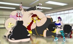 4girls ass_bigger_than_body ass_bigger_than_head ass_bigger_than_torso ass_cleavage belly_bigger_than_body big_ass big_breasts breasts breasts_bigger_than_body breasts_bigger_than_head breasts_bigger_than_torso burping butt_crack enormous_ass enormous_breasts fat_ass female fitness giantess gigantic_ass gigantic_breasts gym huge_ass huge_breasts hyper hyper_ass hyper_belly hyper_breasts hyper_pregnancy hyper_thighs immobile long_hair lying_on_self massive_ass massive_breasts mini_giantess muscular muscular_female rust_and_bolts short_hair tagme thick_thighs too_big too_big_to_move torn_clothes torn_clothing wide_hips working_out