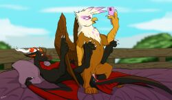 avian dragon duo feathered_wings feathers female feral friendship_is_magic gilda_(mlp) gryphon horn male male/female membrane_(anatomy) membranous_wings my_little_pony mythological_avian mythology penetration phone shyraneas vaginal_penetration vaginal_penetration wings zafara_(artist)