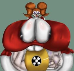 1girls 2d 2d_(artwork) baby_(fnafsl) ballora ballora_(fnafsl) big_ass big_breasts circus_baby circus_baby_(fnaf) enormous_belly fableeg female female_pred five_nights_at_freddy's five_nights_at_freddy's:_sister_location fnaf huge_belly scottgames sister_location thunder_thighs vore