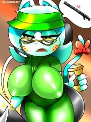 anthro ass big_ass big_breasts blazedscarf breasts furry imminent_death karen_(smg4) leggings smg4 thick_ass thick_legs thick_thighs tight_clothing tight_pants wide_hips