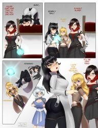 4girls attribute_swap big_ass big_breast black_hair blake_belladonna breasts cat_ears comic comic_page female female_only flat_ass jay156 multiple_girls red_hair ruby_rose rwby shorter_female small_ass small_breasts smug smug_smile team_rwby weiss_schnee white_hair yang_xiao_long yellow_hair