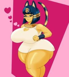 2022 animal_crossing ankha b3b_dan big_breasts breasts cleavage female nintendo tagme thick_thighs thighs user3345 wide_hips