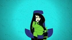 1girls belly big_belly big_breasts black_hair breasts disney disney_channel edit female kim_possible lactating_through_clothing lactation morphtothetop pregnant screenshot_edit shego