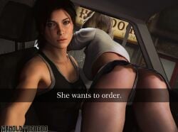 2girls 3d arnoldthehero ass big_ass brown_hair cassie_cage crossover dat_ass english_text female female_only he_wants_to_order lara_croft lara_croft_(survivor) meme mortal_kombat mortal_kombat_11 ordering_food short_hair skirt snapchat source_filmmaker tagme thong tomb_raider upskirt