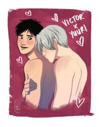 2boys katsuki_yuuri kiss_neck ureshi_san viktor_nikiforov yaoi yuri!!!_on_ice