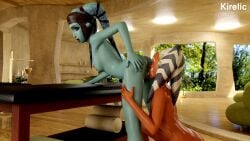 2girls 3d aayla_secura ahsoka_tano alien anus ass blender blue_skin breasts clone_wars cunnilingus duo eating_pussy female female_only hand_on_ass kirelic leaning_forward licking licking_pussy looking_back multiple_girls nipples nude nude_female on_knees orange_body orange_hair orange_skin pleasure_face pussy small_breasts spread_legs standing star_wars table the_clone_wars:_season_one togruta twi'lek vagina watermark yuri