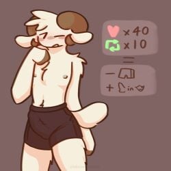 1boy bibolewdsblocks blush boxer_briefs boxers_(clothing) chest_tuft cream_fur furry furry_male furry_only jschlatt male_only male_underwear minecraft_youtubers no_background no_humans rammie_(jschlatt) self_upload sheep sheep_horns shoulder_tuft suggestive underwear underwear_only white_fur yiff youtuber