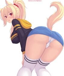 1girls ass ass_focus bubble_butt butt cat_ears cat_tail catgirl denim_skirt hoodie looking_at_viewer looking_back nottytiffy stockings tagme tiffy tiffynyaa white_panties