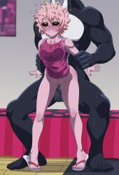 ahe_gao anal anal_sex ashido_mina barefoot biting_lip blush bottomless bottomless_skirt erect_nipples erect_nipples_under_clothes flip_flops footwear gang_orca heart herchi interspecies kugo_sakamata mina_ashido my_hero_academia nipple_bulge sakamata_kuugo sandals size_difference sweat teacher_and_student toes upskirt veiny_penis