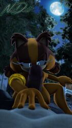 anthro badger boomerang duo female first_person_view forest hand_on_another's_chest hi_res human human_on_anthro kneeling lying male male/female mammal mustelid musteline neondonut night on_back penis_awe plant sega sonic_(series) sonic_boom sonic_the_hedgehog_(series) sticks_the_badger tree