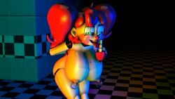 3d 3d_(artwork) baby_(fnafsl) big_breasts cheeks circus_baby circus_baby_(fnaf) colorful erect_nipples female female_focus female_only five_nights_at_freddy's flipping_off freckles gloves green_eyes lips lipstick middle_finger nipple_piercing pink_cheeks red_gloves red_hair red_lipstick robot sfm shiny shiny_skin so87baby solo solo_female source_filmmaker summer_of_87_baby tongue tongue_out uncensored white_skin