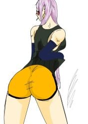 ass ass_focus ayase_seiko big_ass dandadan gilf glasses purple_hair red_eyes showing_ass