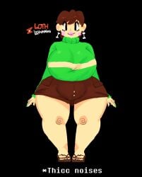 bbw big_ass big_breasts big_butt breasts chara clothed clothing feet female female_only huge_ass huge_breasts huge_butt lothkafas nail_polish short_hair shorts solo solo_female standing sweater thick_ass thick_thighs undertale undertale_(series) wide_hips