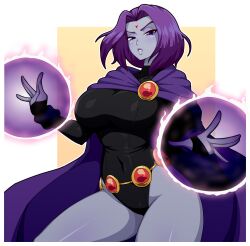 1girls belly_button_visible_through_clothing big_breasts blush blushing breasts busty cape curvaceous curves curvy curvy_body curvy_female dark_magic dc dc_comics female female_only goth goth_girl grey_body grey_skin hips jewel jewels large_breasts legs lips magician pale-skinned_female pale_skin purple_hair rachel_roth raven_(dc) simmsy teen_titans thick thick_thighs thighs thin thin_waist thunder_thighs tight_clothes tight_clothing tight_fit violet_hair waist witch