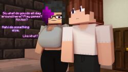 3d before_sex big_breasts glasses mine-imator minecraft olivia_(olivialewdz) olivialewdz purple_eyes straight_hair tagme