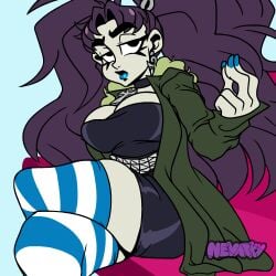 animated big_breasts black_hair goth goth_girl huge_breasts looking_at_viewer nevarky penny_(nevarky) spread_legs striped_legwear striped_panties thick_thighs thighhighs upskirt