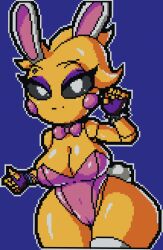 bunny_costume bunny_ears bunny_girl bunnysuit five_nights_at_freddy's pixel_art solo tagme toy_chica_(eroticphobia) toy_chica_(fnaf)