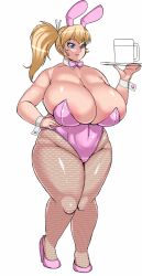 1girls 2017 astraea13 bbw blonde_hair blue_eyes breasts bunny_ears bunnysuit cleavage curvaceous curvy female female_focus fishnet_legwear fishnet_stockings fishnets hi_res high_resolution highres hips huge_breasts looking_at_viewer ponytail solo solo_female solo_focus thick_thighs thighs voluptuous wide_hips