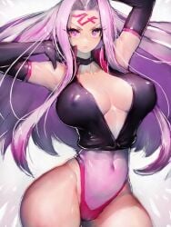 1girls 2022 breasts cleavage fate/grand_order fate/stay_night fate_(series) female female_only forehead_mark fumio_(rsqkr) highleg_leotard hips huge_breasts leotard light-skinned_female light_skin long_hair looking_at_viewer medusa_(fate) pale-skinned_female pale_skin purple_eyes purple_hair slim_waist thick_thighs thighs unzipped wide_hips