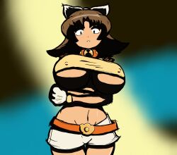 1girls artist_request bell bell_collar beyblade big_breasts breasts brown_hair cat_ears cat_paws collar curvy female female female_focus female_only looking_at_viewer metal_fight_beyblade motti_(beyblade) solo tagme tagme_(artist) unknown_artist