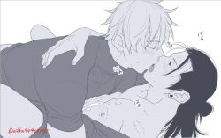 2boys anal anal_sex black_hair breasts jujutsu_kaisen kissing masturbation nikku94947798 nipples penetration satoru_gojo sucking_nipples suguru_geto white_hair yaoi