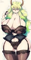 1girls alvarodibujill1 big_ass big_breasts breasts_bigger_than_head dragon_girl enormous_ass enormous_breasts gigantic_breasts huge_ass huge_breasts hyper hyper_breasts kobayashi-san_chi_no_maidragon lingerie long_hair lucoa massive_breasts quetzalcoatl_(dragon_maid) tagme thick_thighs wide_hips