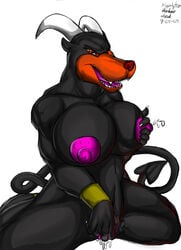 anthro bigshow female furry houndoom masturbation pokemon red_eyes solo