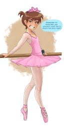 ballerina ben_10 ben_10_(classic) ben_tennyson ben_tennyson_(classic) brown_hair cartoon_network crossdressing embarrassed feminization full_body gearthefae gwen_tennyson gwen_tennyson_(classic) off_screen_character twintails