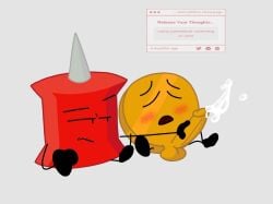 1boy 1girls balls ballsack battle_for_dream_island battle_for_dream_island_again bfb bfdi bfdia coinpin coiny cum cumshot female handjob male object_show object_shows osc penis pin_(bfdi) stroking_penis thatboringfellow